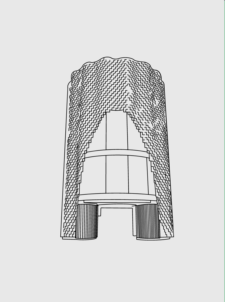 Line drawing of a distinctive Broadgate tower