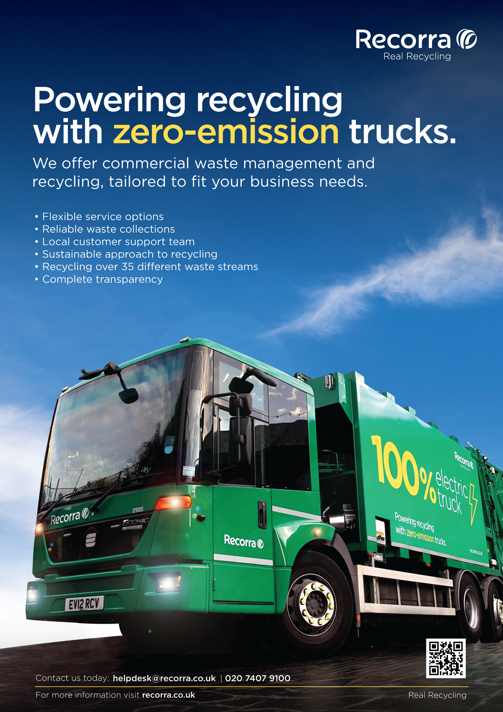 Recorra campaign poster promoting zero-emission electric trucks